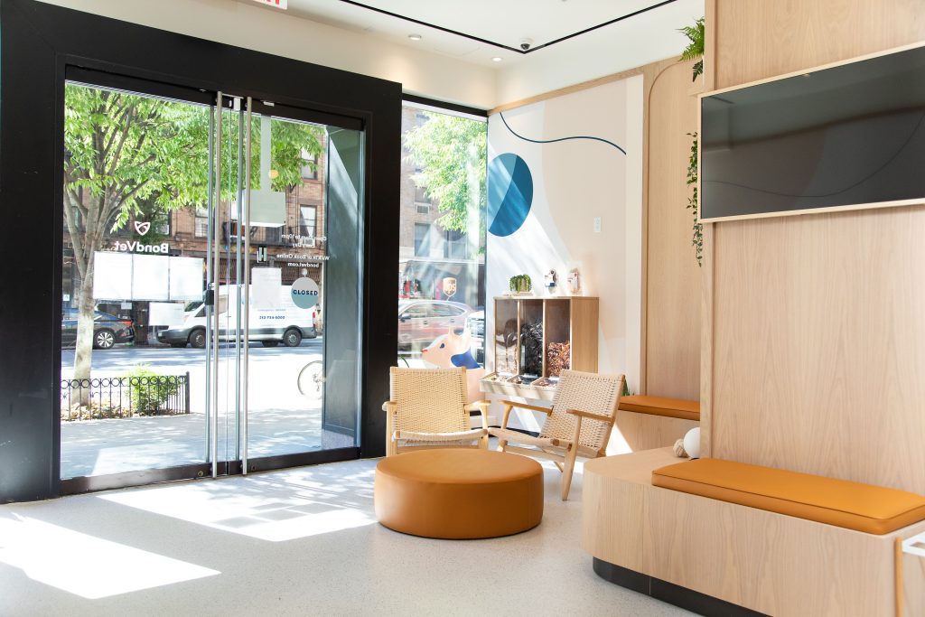 Bond Vet's clean and bright clinic lobby