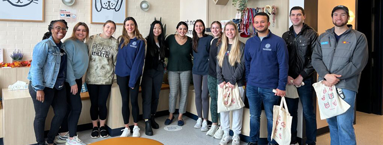 Students and new graduates in a clinic lobby